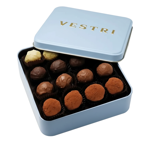 Kuti metalike Vestri Perle di Toscana 190g me përzgjedhje pralinash artizanale italiane premium